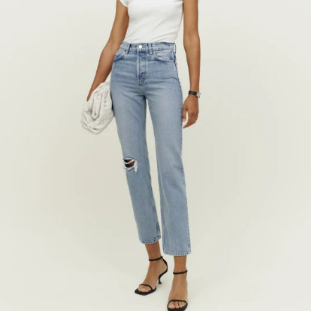 Cynthia High Rise Straight Jeans in Morey